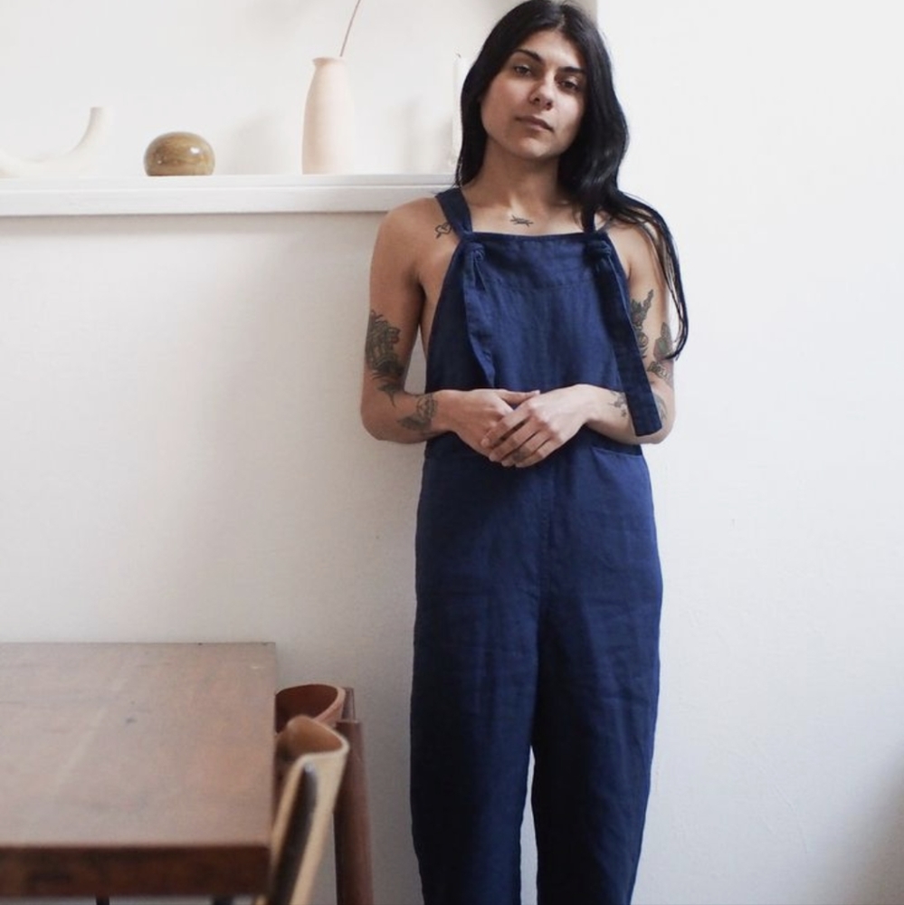 Beaton linen overalls indigo linen